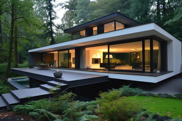 Fototapeta na wymiar a minimalist modern house in nature