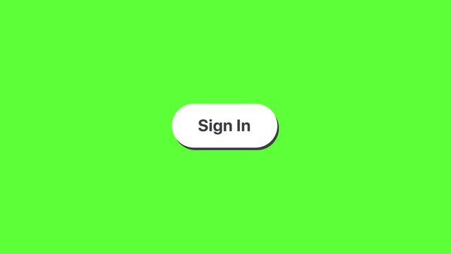 4K motion graphics animation of sign in button on chroma key green screen background.