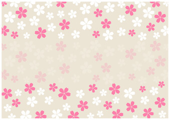 桜の花が美しい春の桜フレーム背景23麹色