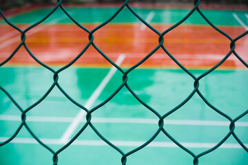 Iron net on a volleyball court