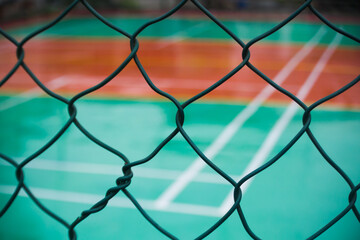 Iron net on a volleyball court