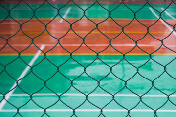 Naklejka premium Iron net on a volleyball court
