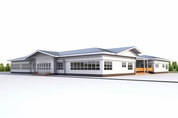 View School Architecture, Showcasing Classrooms and Facilities, Against a White Surface, Generative AI