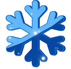 Blue snowflake 3d . Cartoon minimal style. Weather forecast concept. Isolated on white