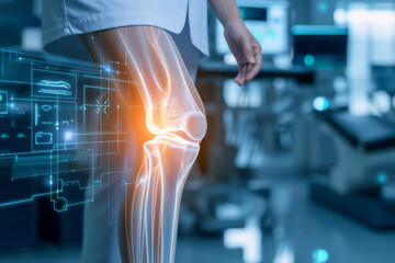 Chronic knee pain due to an inflamed knee joint prosthesis Ai generative - obrazy, fototapety, plakaty