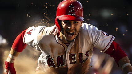 A professional baseball player who hits in MLB and runs the ground vigorously.
Generative AI.