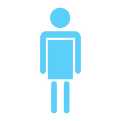 Male gender symbol. Bathroom Glyph Icon in blue color. Toilet boy flat icon.