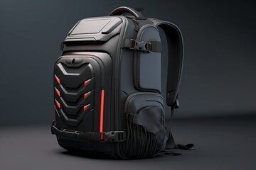Naklejka premium Gaming Laptop Backpack, Featuring Tech-Savvy Elements, on a White Surface, Generative AI