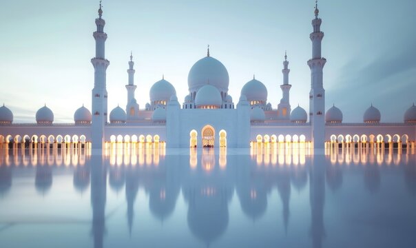 Blurry photo background of white mosque