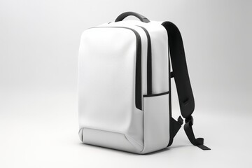 Minimalist Travel Backpack, Showcasing Simplicity and Functionality, on a White Surface, Generative AI