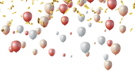 Birthday celebration banner with Colorful confetti and balloons