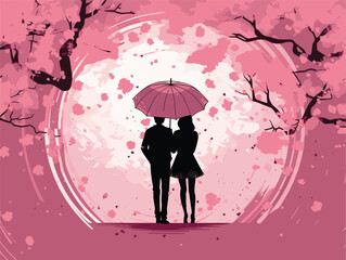 couple under the umbrella 