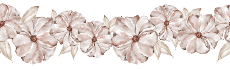 Watercolor flowers. A set of hand-painted abstract botanical illustrations. Isolated white flowers. Delicate wedding sets for postcards, banner sketches.