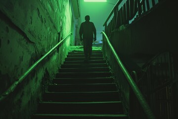 Mystical Green Glow in Urban Alleyway