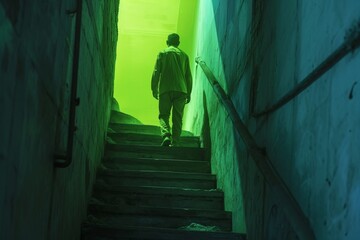 Mystical Green Glow in Urban Alleyway