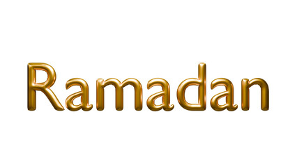 Ramadan golden balloon text on transparent background 