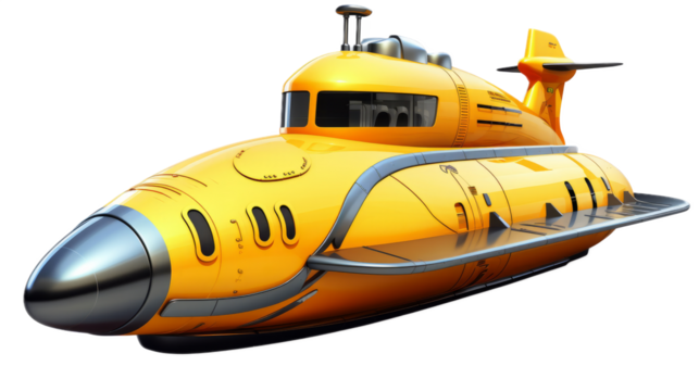Submarine. Transparent background PNG.