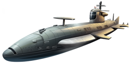 Submarine. Transparent background PNG.