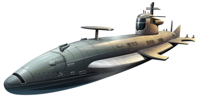 Submarine. Transparent background PNG.