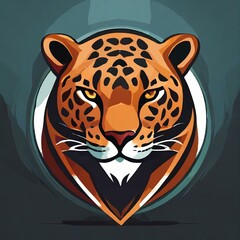 A sleek flat vector logo of a sleek jaguar, prowling with a sense of strength and grace in a simplified form.
