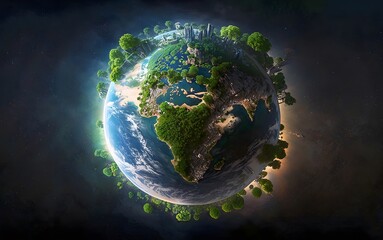Eco-Friendly Earth, Earth with lush green vegetation, symbolizes the planet's vitality and the importance of nature