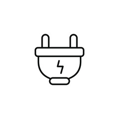 Electric plug line icon isolated on transparent background
