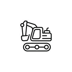 Excavator line icon isolated on transparent background