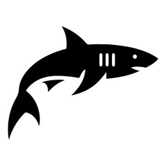 minimal shark icon, clipart, vector silhouette, flat style, black color silhouette