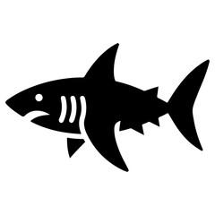 minimal shark icon, clipart, vector silhouette, flat style, black color silhouette