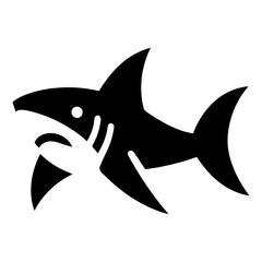 minimal shark icon, clipart, vector silhouette, flat style, black color silhouette