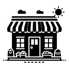 Naklejka premium Shop Icon vector silhouette, black color silhouette