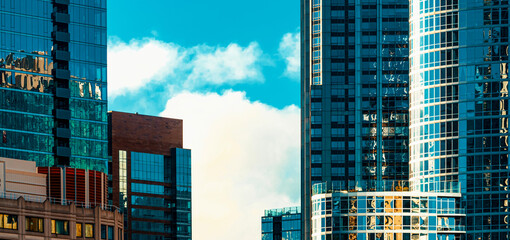 Skyscapers along the Chicago River, Chicago, IL