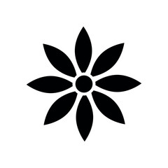 Flower Icon. Glyph Style Flower Fill Icon Vector Illustration