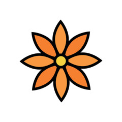 Flower Icon Vector Illustration. Flower Lineal Color Icon