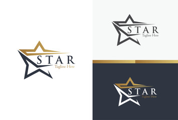 modern golden star logo icon vector concept illustration - obrazy, fototapety, plakaty
