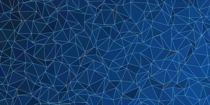 Abstract Low Poly with line. Neural network with triangle shapes Design. Modern triangular technology with Blue gradient with Geometric pattern background. Creative modern infographics concept.