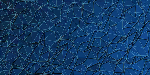 Abstract low Poly with broken lines on dark gradient background.Triangle shapes Design used in web site, the texture of triangulation.Technical futuristic template for business design and presentation