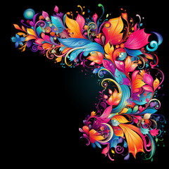Stylish Black Background with Colorful Edge スタイリッシュな黒い背景に彩り豊かなエッジ｜Generative AI