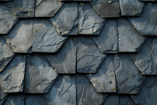 Classic slate weathered roof tile, exterior surface material texture