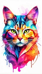  A Colorful Abstract Cat Portrait, Digital Art
