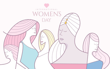 International Womens Day on 8 th march. Multicultural and multiethnic women © katakari