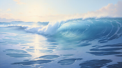 Clear Dawn with Crisp Blue Waves. The clear crisp blue waves in ocean.