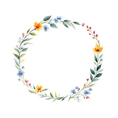 Fototapeta na wymiar watercolor-illustration-by-featuring-a-minimalist-style-floral-frame-colorful-wreath