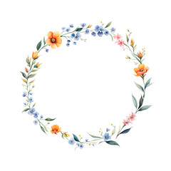 Obraz na płótnie Canvas watercolor-illustration-by-featuring-a-minimalist-style-floral-frame-colorful-wreath