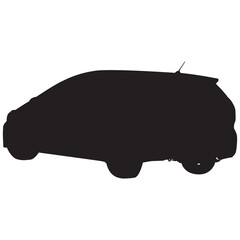 Modern hatchback in silhouette