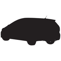 Modern hatchback in silhouette