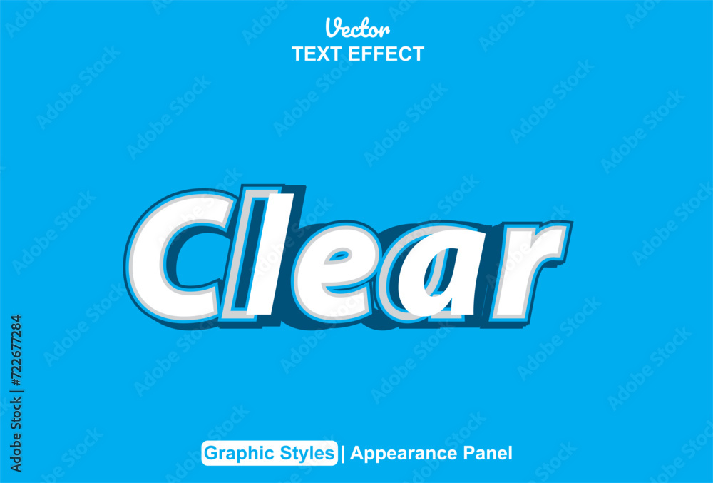 Poster clear text effect with a blue graphic style and can be edited