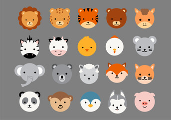 Cartoon Cute Head Animal Collection