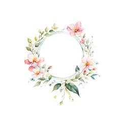 Obraz premium watercolor-illustration-of-a-floral-frame-presenting-a-colorful-wreath-in-minimalist-style-void