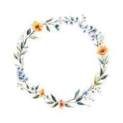 Fototapeta premium watercolor-illustration-of-a-floral-frame-presenting-a-colorful-wreath-in-minimalist-style-void